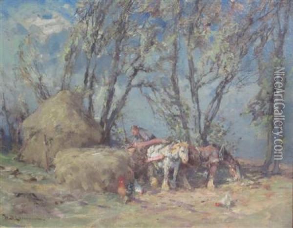 The Hay Cart Oil Painting - William Bradley Lamond
