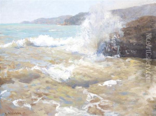 The Cliffs Of Cervara Oil Painting - Gustav Schonleber