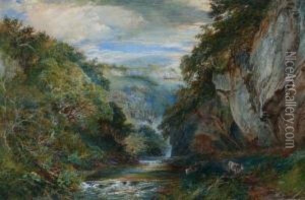 Riviervallei Met Drinkende Koeien Oil Painting - Read Turner