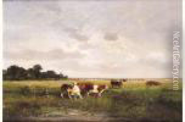 Vaches Au Pre Oil Painting - Alexandre Defaux
