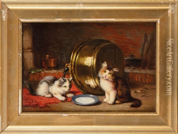 Chatons Oil Painting - Leon Charles Huber