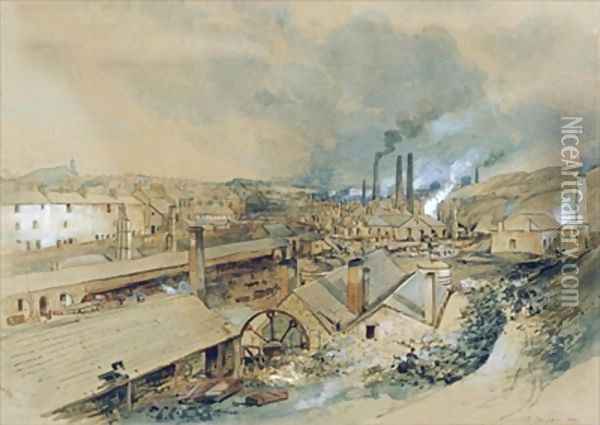 Dowlais Ironworks Oil Painting - George Childs