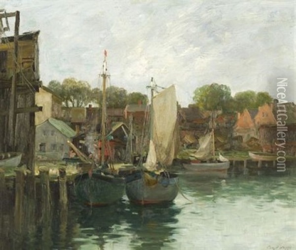 Portuguese Wharf Oil Painting - Charles Paul Gruppe