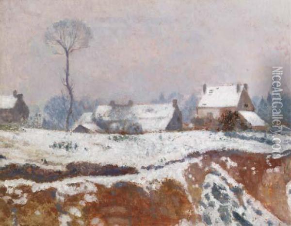 Paysage Sous La Neige - Landscape In Winter Oil Painting - Georges Lemmen