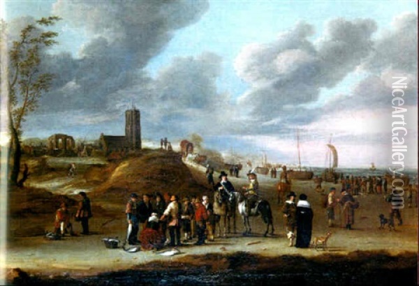 La Plage De Scheveninger Oil Painting - Cornelis Beelt