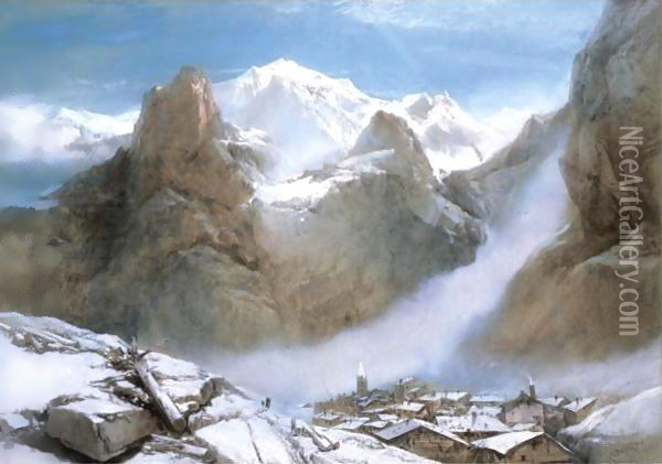 A View Of Mont Blanc Oil Painting - Henry Bright