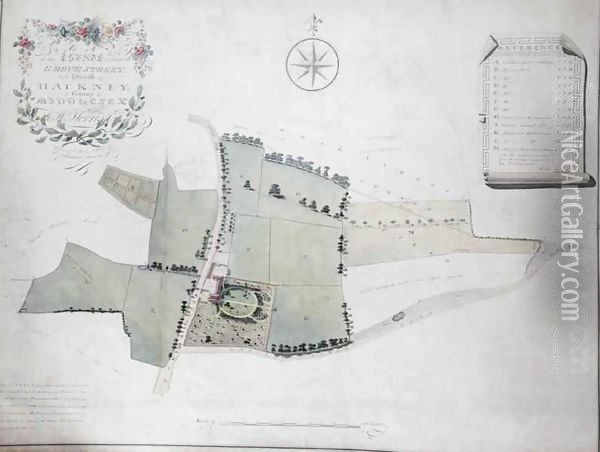 Plan of an estate situated at Grove Street in the Parish of Hackney Oil Painting - William Hurst Ashpitel