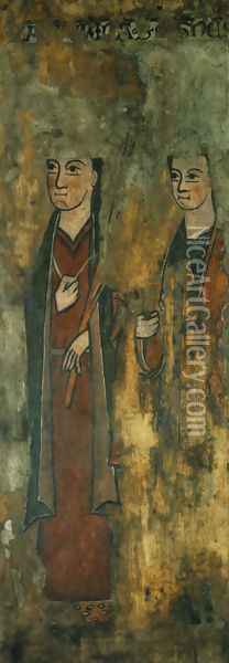 St. Catherine and St. Agnes Oil Painting - Unknown Painter