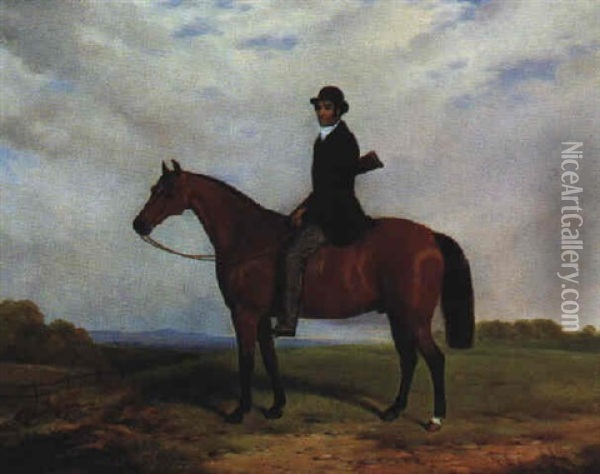 Sir Charles Booth With Gun On Horseback Oil Painting - William Barraud