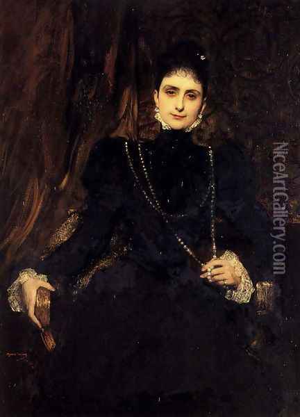 Portrait Of Mme M. S. Derviz Oil Painting - Benjamin Jean Joseph Constant