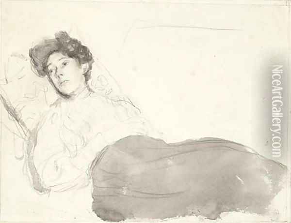 Portrait of a lady reclining Oil Painting - Gwen John