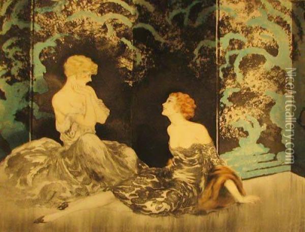 Intimacy Oil Painting - Louis Icart