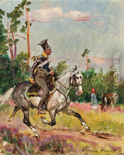 Cavalry Officer Oil Painting - Woiciech (Aldabert) Ritter von Kossak