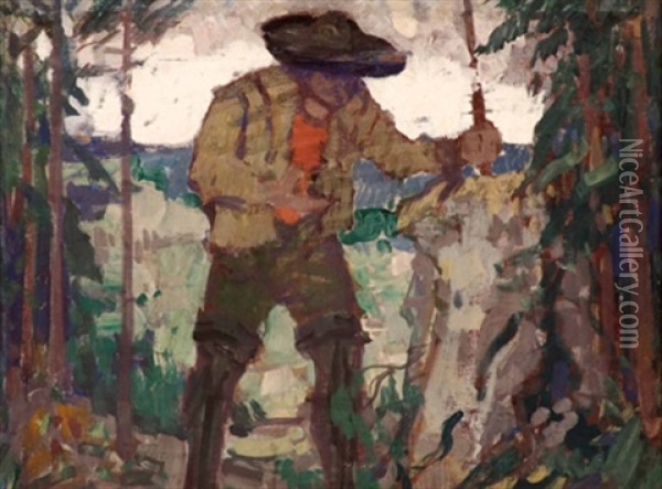 Waldarbeiter Oil Painting - Emil Thoma