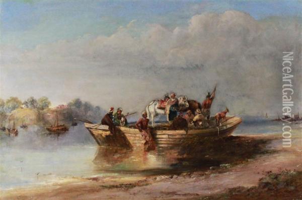 On The River - India Oil Painting - Charles Baronet D'Oyly