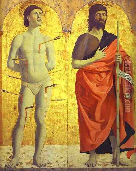 St. Sebastian and St. John the Baptist Oil Painting - Piero della Francesca