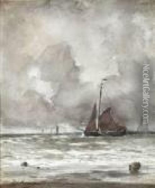 Vissersboten Op Zee Oil Painting - Hendrik Willem Mesdag