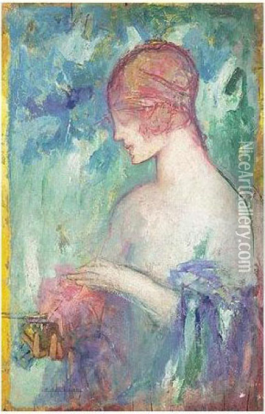 Study For Femme Au Parfume Oil Painting - Pierre Amedee Marcel-Beronneau