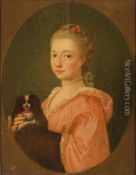 Portrait Of A Woman And Her Dog Oil Painting - Johann Heinrich The Elder Tischbein