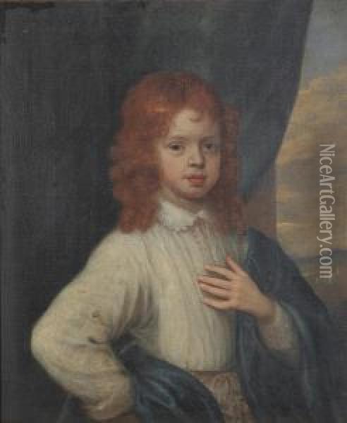 A Portrait Of A Boy With Red Hair, Half-length Oil Painting - Robert Walker