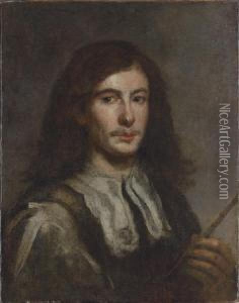 Portrait Of A Gentlemancollar, Holding A Flute Oil Painting - Diego Rodriguez de Silva y Velazquez