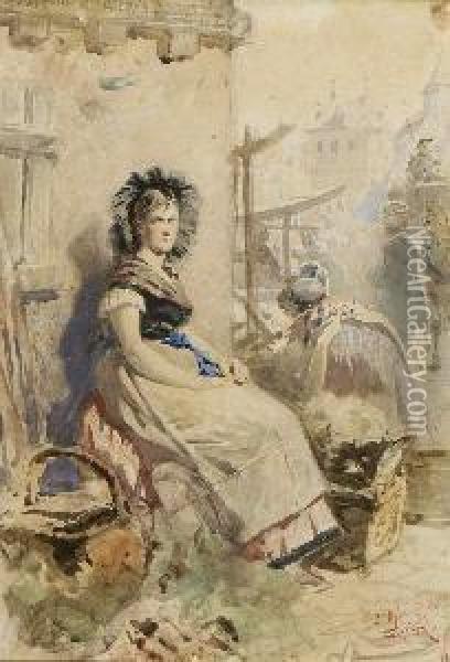 Marktfrauen In Immenthal. Oil Painting - Friedrich Wilhelm Heine
