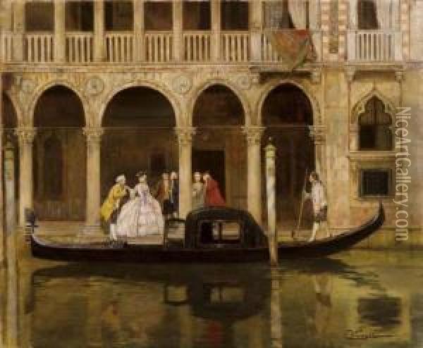 Scena Veneziana Oil Painting - Cesare Vianello
