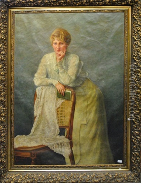 Portrait De Dame Oil Painting - Adolphe Jomouton