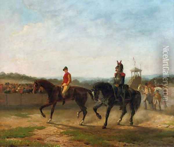 On the racecourse Oil Painting - Jean-Charles Joseph Remond