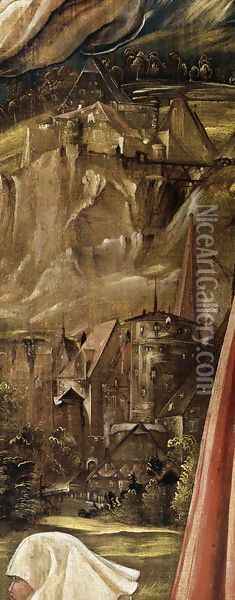 Christ on the Cross between Mary and St John (detail 2) Oil Painting - Albrecht Altdorfer
