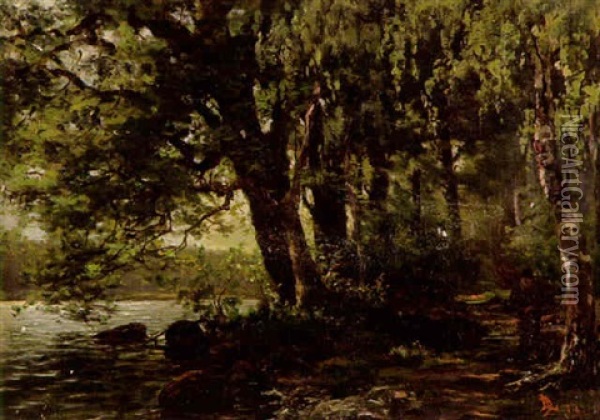 Metsainen Rantamaisema Oil Painting - Berndt Adolf Lindholm