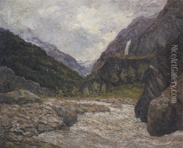 Vallee De La Romanche, Le Torrent Neigeux Oil Painting - Maxime Maufra