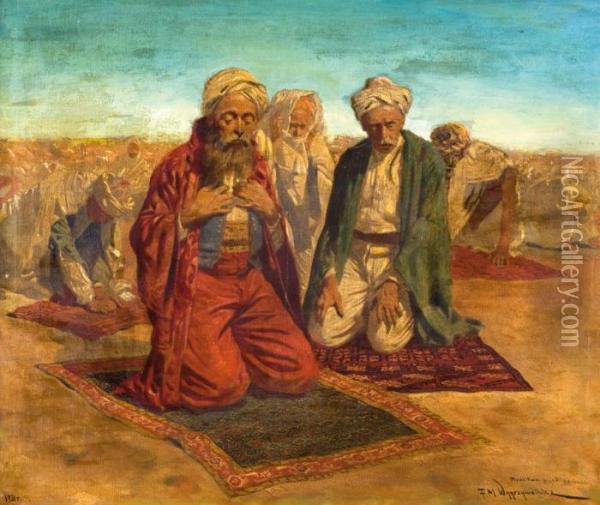 Modlitwa Przed Pochodem Oil Painting - Feliks M. Wygrzywalski