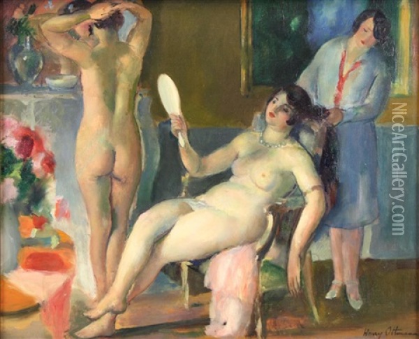 La Coiffure Oil Painting - Henri Ottmann