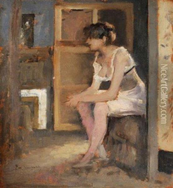 Jeune Fille Assise Oil Painting - Jean Paul Sinibaldi