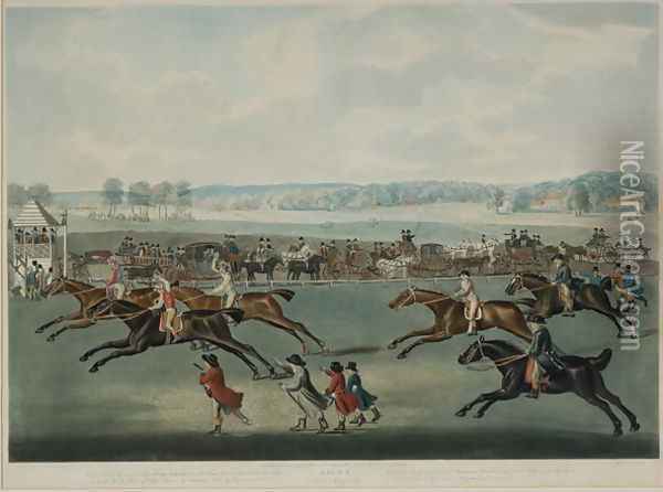 Ascot - Oatlands Sweepstakes, engraved by J.W. Edy fl. 1780-1820, published in 1792 Oil Painting - John Nost Sartorius