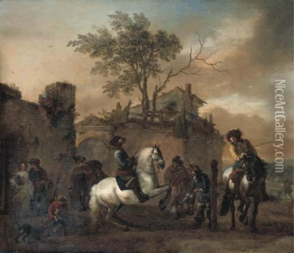 The Riding School Oil Painting - Pieter Wouwermans or Wouwerman