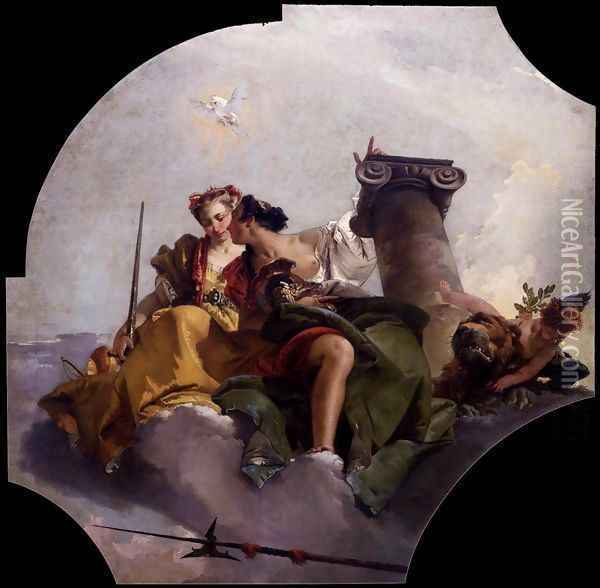 Fortitude and Justice 2 Oil Painting - Giovanni Battista Tiepolo