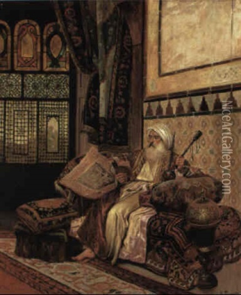 A Scholarly Book Oil Painting - Rudolf Ernst