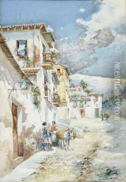 Calle De Granada. Oil Painting - Enrique Marin Higuero