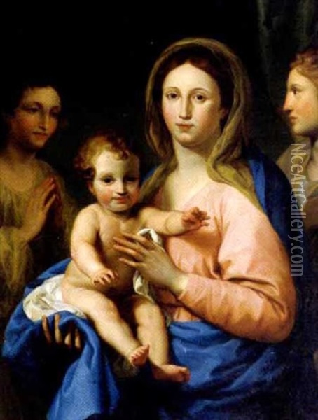 Maria Mit Dem Kind Und Zwei Engeln Oil Painting - Anton Raphael Mengs