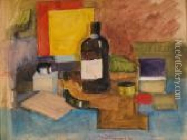 Composizione Con Bottiglia E Calamaio Oil Painting - Roger de La Fresnaye
