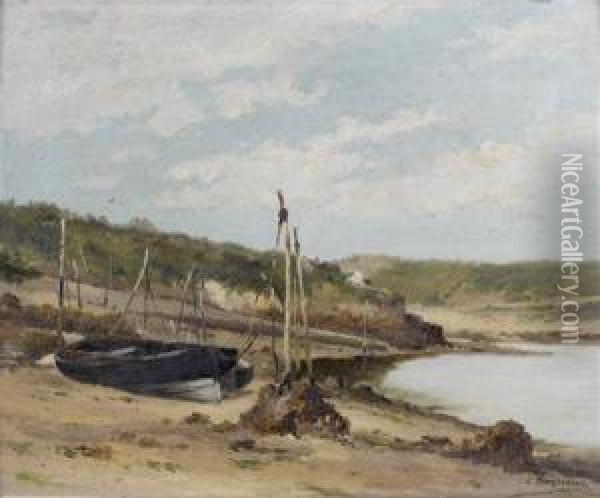 Barque Sur Une Plage De La Cote Normande Oil Painting - Louis Timmermans