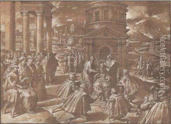 The Funeral Of Mausolus, King Of Halicarnassus Oil Painting - Niccolo Dell'Abate