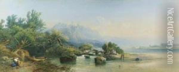 View Of Bacharach On The Rhine, Germany Oil Painting - Edward M. Richardson