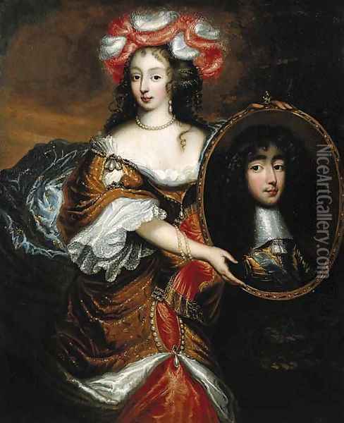 Portrait of Princess Henrietta Anna Stuart of England (1644-1670) Oil Painting - Caspar Netscher
