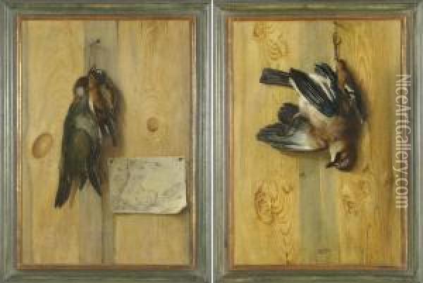 Due Nature Morte Con Cacciagione Oil Painting - Johann Georg Waxschlunger