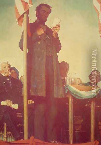 Abraham Delivering the Gettysburg Address Oil Painting - Norman Rockwell