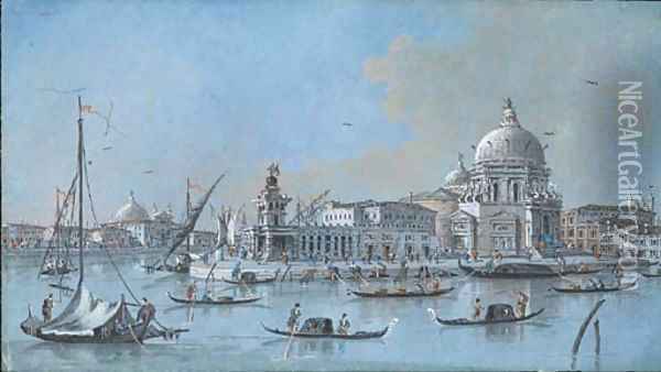 View of the Dogana and Santa Maria della Salute, Venice Oil Painting - Giacomo Guardi