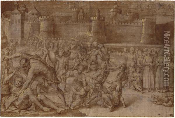 The Fall Of Preveza Oil Painting - Giacomo (or Jacopo) Tarchiani